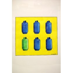 QUADRO CARTONE MARTELLATO ACQUERELLO M. Morandi MODERN POP ART BOMBOLE GAS '80s