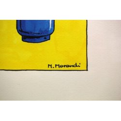 QUADRO CARTONE MARTELLATO ACQUERELLO M. Morandi MODERN POP ART BOMBOLE GAS '80s
