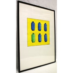 QUADRO CARTONE MARTELLATO ACQUERELLO M. Morandi MODERN POP ART BOMBOLE GAS '80s