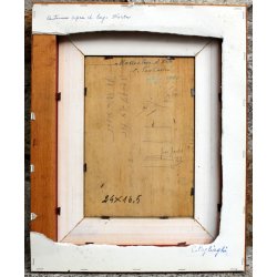 ANTICO QUADRO OLIO TAVOLA C. Pogliaghi PAESAGGIO MONTANO AUTUNNO LAGO D'ORTA 