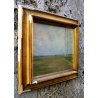 ANTICO QUADRO DIPINTO OLIO TAVOLA F. Omegna PAESAGGIO PIANURA TORINO '800/'900