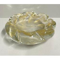 CIOTOLA VETRO SOMMERSO attr. ERCOLE BAROVIER POSACENERE SVUOTA TASCHE FOGLIA ORO