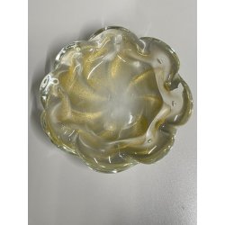 CIOTOLA VETRO SOMMERSO attr. ERCOLE BAROVIER POSACENERE SVUOTA TASCHE FOGLIA ORO