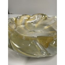 CIOTOLA VETRO SOMMERSO attr. ERCOLE BAROVIER POSACENERE SVUOTA TASCHE FOGLIA ORO