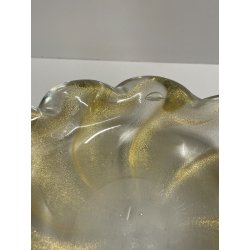 CIOTOLA VETRO SOMMERSO attr. ERCOLE BAROVIER POSACENERE SVUOTA TASCHE FOGLIA ORO