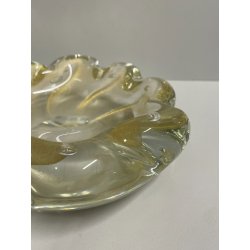 CIOTOLA VETRO SOMMERSO attr. ERCOLE BAROVIER POSACENERE SVUOTA TASCHE FOGLIA ORO