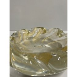 CIOTOLA VETRO SOMMERSO attr. ERCOLE BAROVIER POSACENERE SVUOTA TASCHE FOGLIA ORO