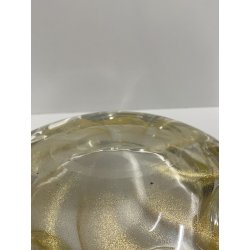 CIOTOLA VETRO SOMMERSO attr. ERCOLE BAROVIER POSACENERE SVUOTA TASCHE FOGLIA ORO