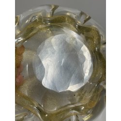 CIOTOLA VETRO SOMMERSO attr. ERCOLE BAROVIER POSACENERE SVUOTA TASCHE FOGLIA ORO