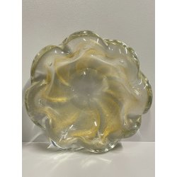 CIOTOLA VETRO SOMMERSO attr. ERCOLE BAROVIER POSACENERE SVUOTA TASCHE FOGLIA ORO