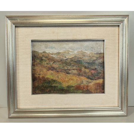 ANTICO DIPINTO Vittorio Rosa MOTTARONE VEDUTA PAESAGGIO MONTAGNE Natale 1989