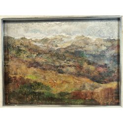 ANTICO DIPINTO Vittorio Rosa MOTTARONE VEDUTA PAESAGGIO MONTAGNE Natale 1989