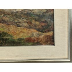 ANTICO DIPINTO Vittorio Rosa MOTTARONE VEDUTA PAESAGGIO MONTAGNE Natale 1989