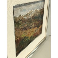 ANTICO DIPINTO Vittorio Rosa MOTTARONE VEDUTA PAESAGGIO MONTAGNE Natale 1989