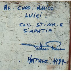 ANTICO DIPINTO Vittorio Rosa MOTTARONE VEDUTA PAESAGGIO MONTAGNE Natale 1989