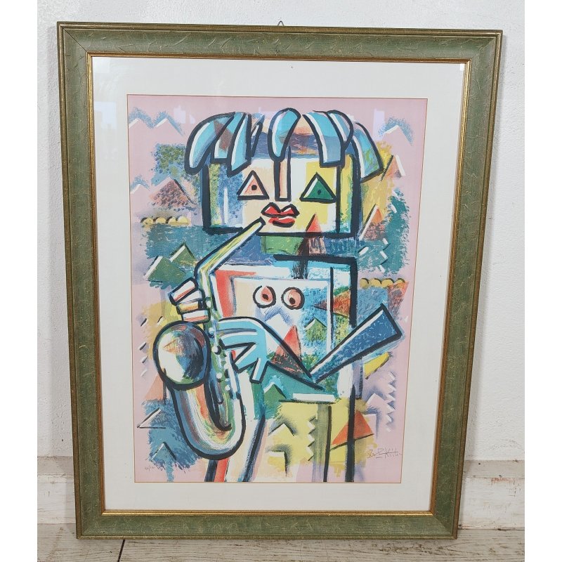 GRANDE QUADRO DESIGN ASTRATTO Ibrahim Kodra LITOGRAFIA 146/150 STAMPA MULTIPLO.