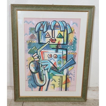 GRANDE QUADRO DESIGN ASTRATTO Ibrahim Kodra LITOGRAFIA 146/150 STAMPA MULTIPLO.