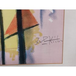 GRANDE QUADRO DESIGN ASTRATTO Ibrahim Kodra LITOGRAFIA 146/150 STAMPA MULTIPLO.