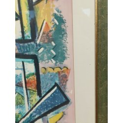 GRANDE QUADRO DESIGN ASTRATTO Ibrahim Kodra LITOGRAFIA 146/150 STAMPA MULTIPLO.