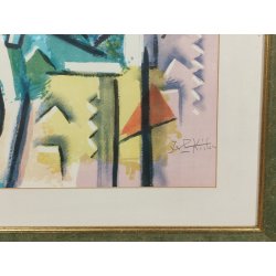 GRANDE QUADRO DESIGN ASTRATTO Ibrahim Kodra LITOGRAFIA 146/150 STAMPA MULTIPLO.