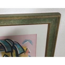 GRANDE QUADRO DESIGN ASTRATTO Ibrahim Kodra LITOGRAFIA 146/150 STAMPA MULTIPLO.