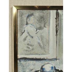 ANTICO QUADRO DIPINTO OLIO TELA Gibellini A. NATURA MORTA Bottiglia Bicchieri ..