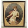 ANTICO QUADRO DIPINTO olio tela '800 RITRATTO OVALE GIOVANE DONNA ARISTOCRATICA