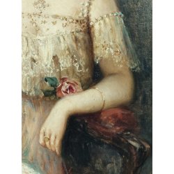 ANTICO QUADRO DIPINTO olio tela '800 RITRATTO OVALE GIOVANE DONNA ARISTOCRATICA