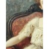 ANTICO QUADRO DIPINTO olio tela '800 RITRATTO OVALE GIOVANE DONNA ARISTOCRATICA