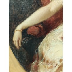 ANTICO QUADRO DIPINTO olio tela '800 RITRATTO OVALE GIOVANE DONNA ARISTOCRATICA