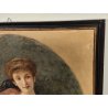 ANTICO QUADRO DIPINTO olio tela '800 RITRATTO OVALE GIOVANE DONNA ARISTOCRATICA