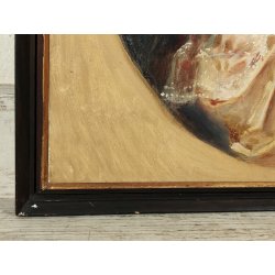 ANTICO QUADRO DIPINTO olio tela '800 RITRATTO OVALE GIOVANE DONNA ARISTOCRATICA