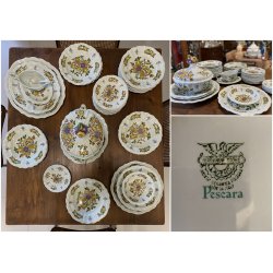 SERVIZIO PIATTI VINTAGE 6 Pers "Pescara" CERAMICA Sci Laveno Verbanum Stone 44pz