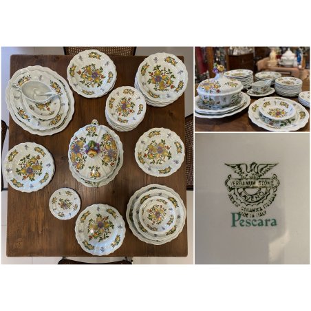 SERVIZIO PIATTI VINTAGE 6 Pers "Pescara" CERAMICA Sci Laveno Verbanum Stone 44pz