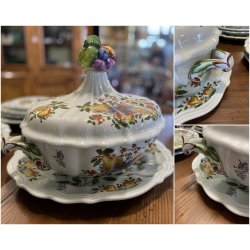 SERVIZIO PIATTI VINTAGE 6 Pers "Pescara" CERAMICA Sci Laveno Verbanum Stone 44pz