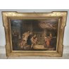 ANTICO QUADRO OLEOGRAFIA L' Adorazione dei pastori STAMPA TELA Cornice Dorata