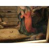 ANTICO QUADRO OLEOGRAFIA L' Adorazione dei pastori STAMPA TELA Cornice Dorata