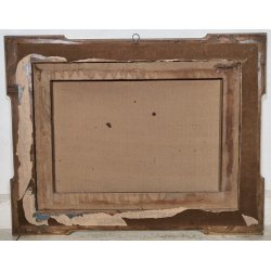 ANTICO QUADRO OLEOGRAFIA L' Adorazione dei pastori STAMPA TELA Cornice Dorata
