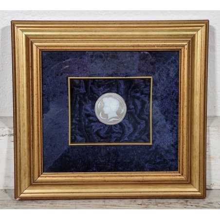 QUADRO DORATO CAMMEO VOLTO FEMMINILE Siracusa VELLUTO MINIATURA Collezione KIHON