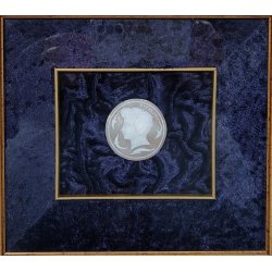 QUADRO DORATO CAMMEO VOLTO FEMMINILE Siracusa VELLUTO MINIATURA Collezione KIHON