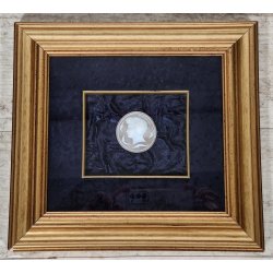 QUADRO DORATO CAMMEO VOLTO FEMMINILE Siracusa VELLUTO MINIATURA Collezione KIHON