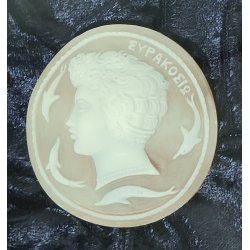 QUADRO DORATO CAMMEO VOLTO FEMMINILE Siracusa VELLUTO MINIATURA Collezione KIHON