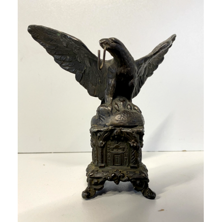 ANTICO ESPOSITORE OROLOGIO TASCA SCULTURA ANTIMONIO AQUILA MCM ANNO SANTO 14cm/h