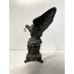 ANTICO ESPOSITORE OROLOGIO TASCA SCULTURA ANTIMONIO AQUILA MCM ANNO SANTO 14cm/h