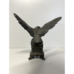 ANTICO ESPOSITORE OROLOGIO TASCA SCULTURA ANTIMONIO AQUILA MCM ANNO SANTO 14cm/h