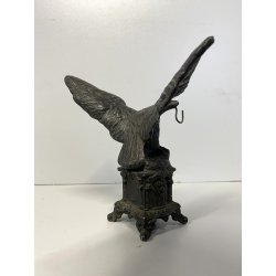 ANTICO ESPOSITORE OROLOGIO TASCA SCULTURA ANTIMONIO AQUILA MCM ANNO SANTO 14cm/h