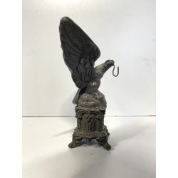 ANTICO ESPOSITORE OROLOGIO TASCA SCULTURA ANTIMONIO AQUILA MCM ANNO SANTO 14cm/h