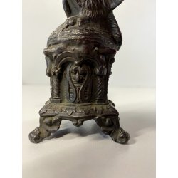 ANTICO ESPOSITORE OROLOGIO TASCA SCULTURA ANTIMONIO AQUILA MCM ANNO SANTO 14cm/h