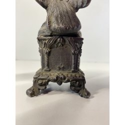 ANTICO ESPOSITORE OROLOGIO TASCA SCULTURA ANTIMONIO AQUILA MCM ANNO SANTO 14cm/h