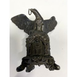ANTICO ESPOSITORE OROLOGIO TASCA SCULTURA ANTIMONIO AQUILA MCM ANNO SANTO 14cm/h
